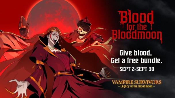 Get Vampire Survivors & its latest DLC for FREE by supporting blood donation